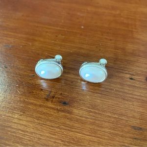 Vintage Napier Screw back Earrings faux pearl